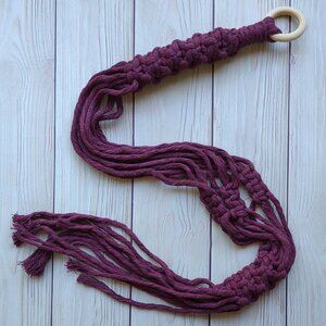 NEW! Plum Boho Macrame Plant Hanger | Hanging Planter Indoor Garden Home Decor
